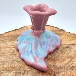 1950s Vintage Royal Haeger Art Deco Miami Style 80s Leaf Candlestick Holder